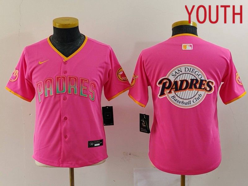 Youth San Diego Padres Blank Pink Joint Name 2024 Nike MLB Jersey style 4